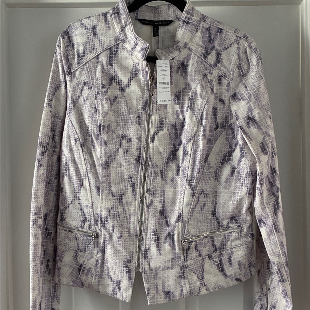White House Black Market Purple Ecru Moto Jacket